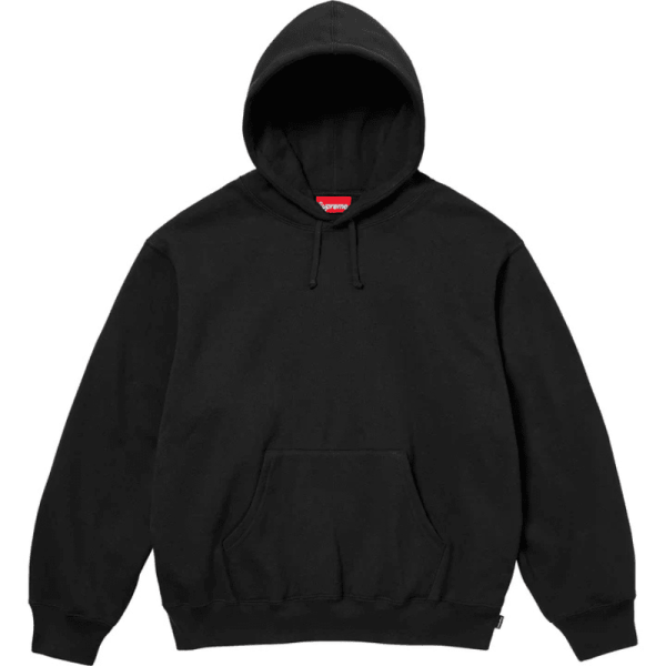 Black Satin Applique Supreme Hoodie